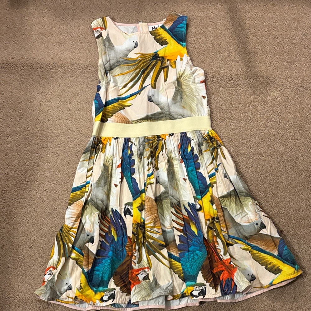 Molo Colorful Parrot Print Kids Dress